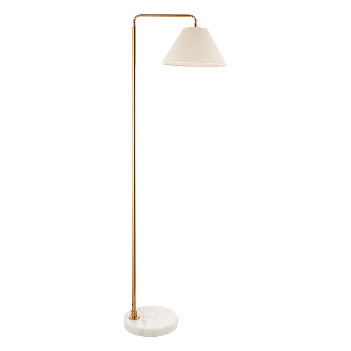 Endon Wallbridge Floor Lamp in Brushed Aged Brass with Natural Linen Shade