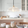 Endon Eltham and Carnation Pendant Light Clear Glass and Brushed Aged Brass With Black Braided Cable