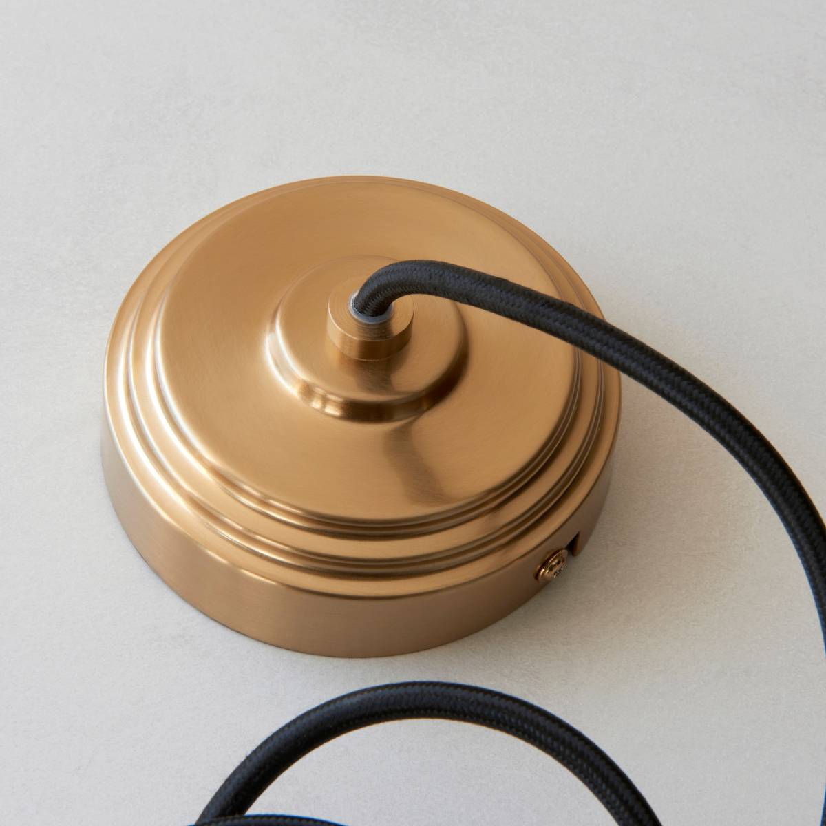 Endon Eltham and Carnation Pendant Light Clear Glass and Brushed Aged Brass With Black Braided Cable