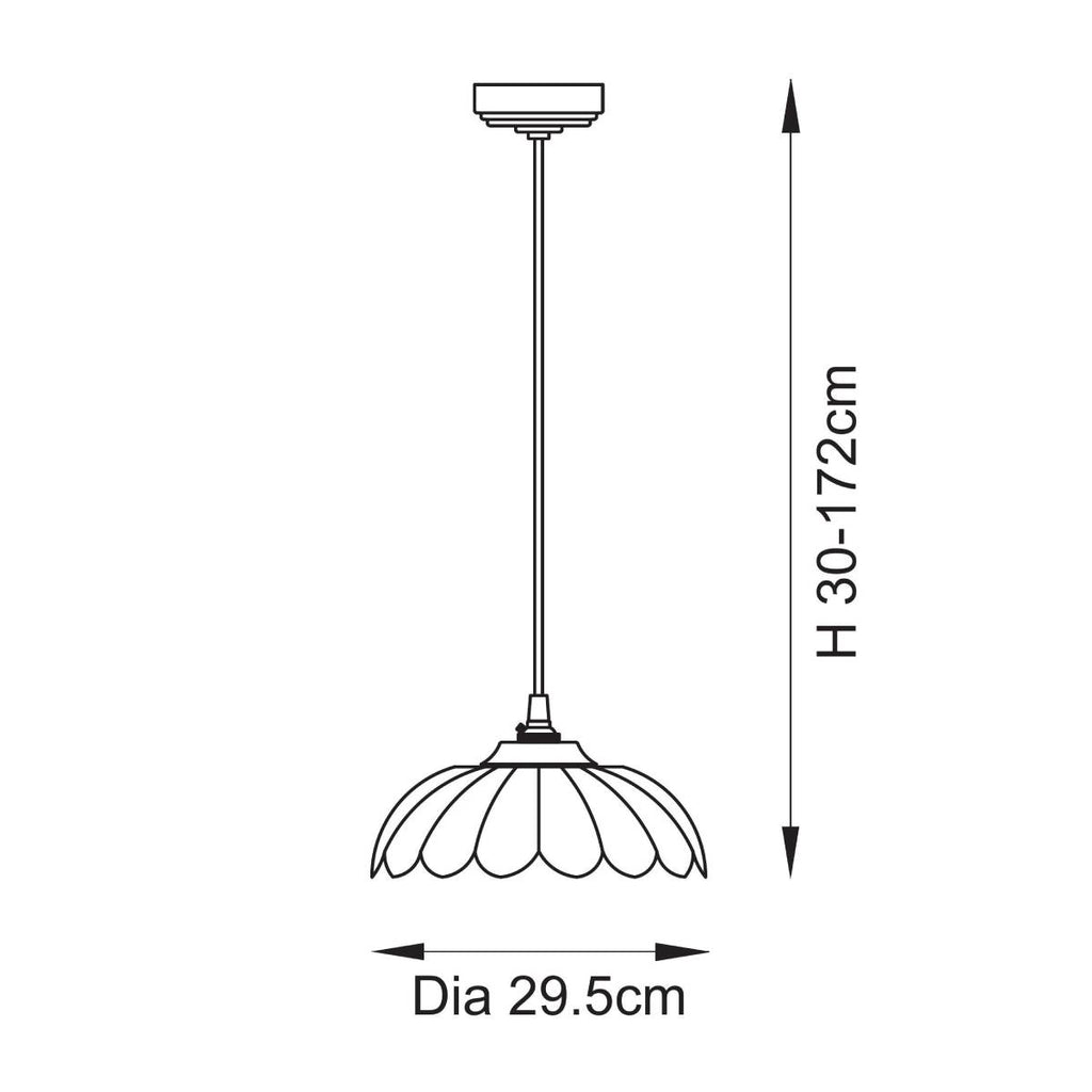 Endon Eltham and Carnation Pendant Light Clear Glass and Brushed Aged Brass With Black Braided Cable