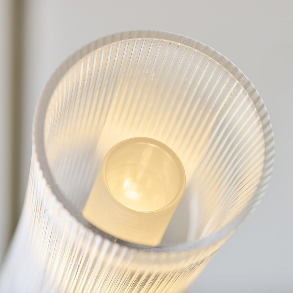 Endon Avelyn 5 Light Semi Flush Ceiling Light in Antique Brass with Clear Ribbed Glass