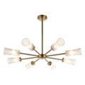 Endon Avelyn 8 Light Pendant Light in Antique Brass with Clear Ribbed Glass