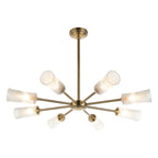 Endon Avelyn 8 Light Pendant Light in Antique Brass with Clear Ribbed Glass