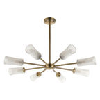 Endon Avelyn 8 Light Pendant Light in Antique Brass with Clear Ribbed Glass