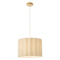 Endon Olson Pendant Light in Oak Stained Wood with Natural Scalloped Shade