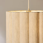 Endon Olson Pendant Light in Oak Stained Wood with Natural Scalloped Shade