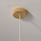 Endon Olson Pendant Light in Oak Stained Wood with Natural Scalloped Shade