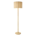 Endon Olson Floor Lamp in Oak Stained Wood with Natural Scalloped Shade