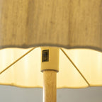 Endon Olson Floor Lamp in Oak Stained Wood with Natural Scalloped Shade