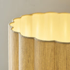 Endon Olson Floor Lamp in Oak Stained Wood with Natural Scalloped Shade