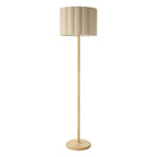 Endon Olson Floor Lamp in Oak Stained Wood with Natural Scalloped Shade