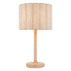 Endon Olson Table Lamp in Oak Stained Wood with Natural Scalloped Shade