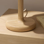 Endon Olson Table Lamp in Oak Stained Wood with Natural Scalloped Shade