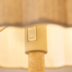 Endon Olson Table Lamp in Oak Stained Wood with Natural Scalloped Shade