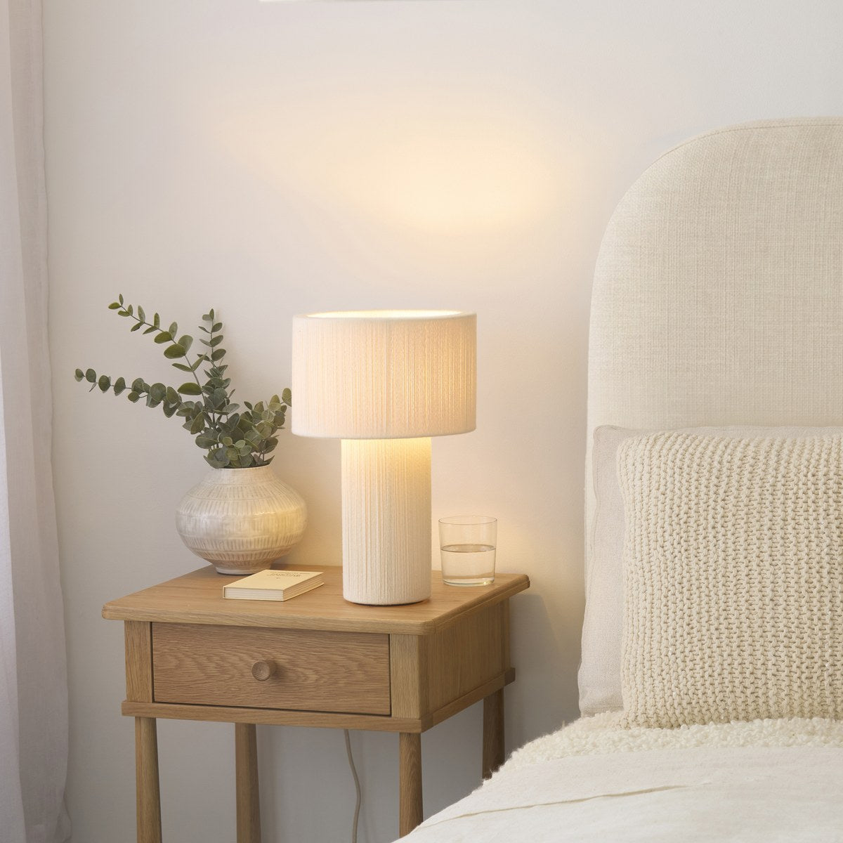 Endon Noah Table Lamp in Cream Cotton