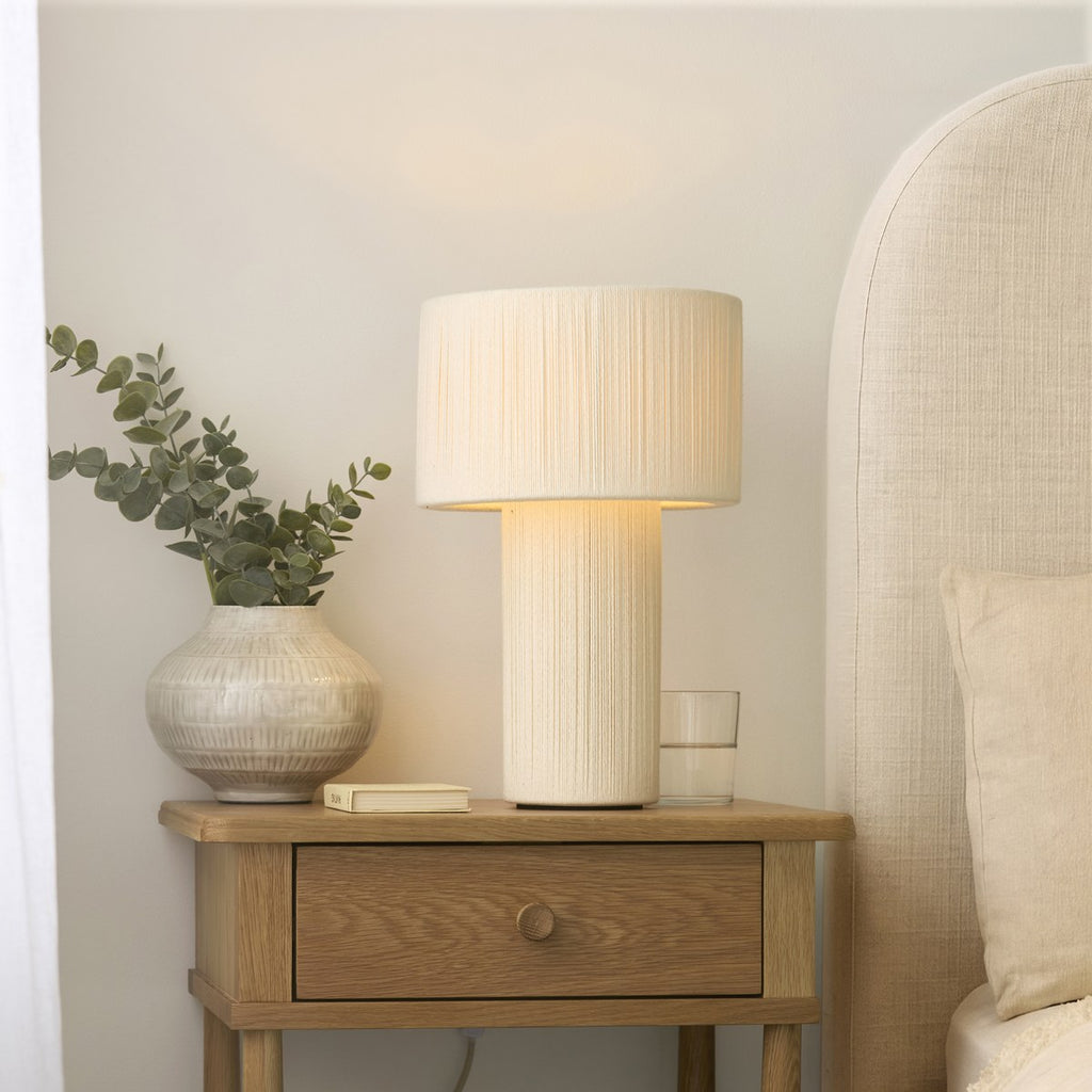 Endon Noah Table Lamp in Cream Cotton