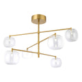 Endon Oslo 6 Light Pendant Light in Brushed Aged Brass with Clear Glass