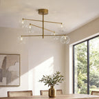 Endon Oslo 6 Light Pendant Light in Brushed Aged Brass with Clear Glass