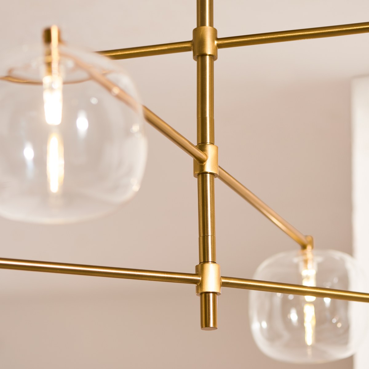 Endon Oslo 6 Light Pendant Light in Brushed Aged Brass with Clear Glass