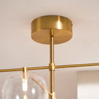 Endon Oslo 6 Light Pendant Light in Brushed Aged Brass with Clear Glass