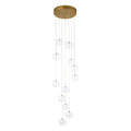 Endon Oslo 12 Light Cascade Pendant Light in Brushed Aged Brass with Clear Glass