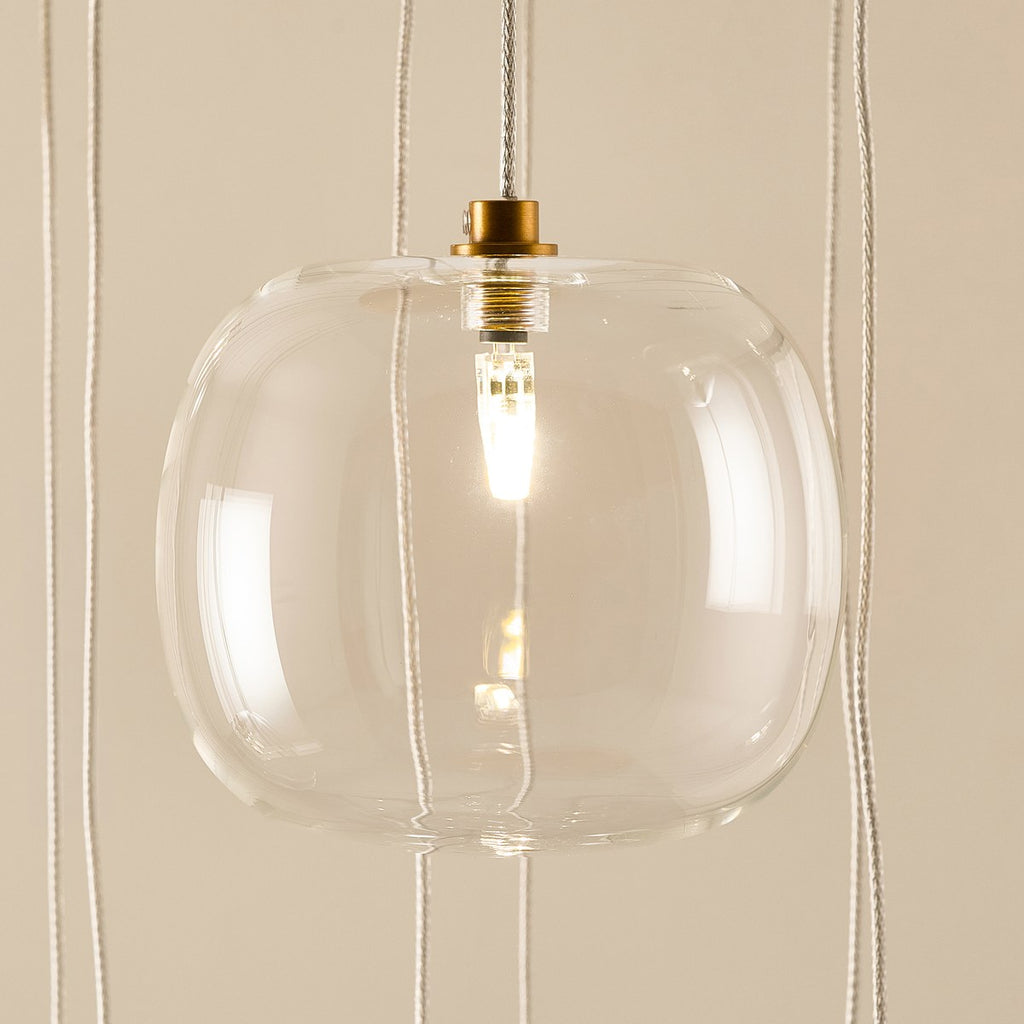 Endon Oslo 12 Light Cascade Pendant Light in Brushed Aged Brass with Clear Glass