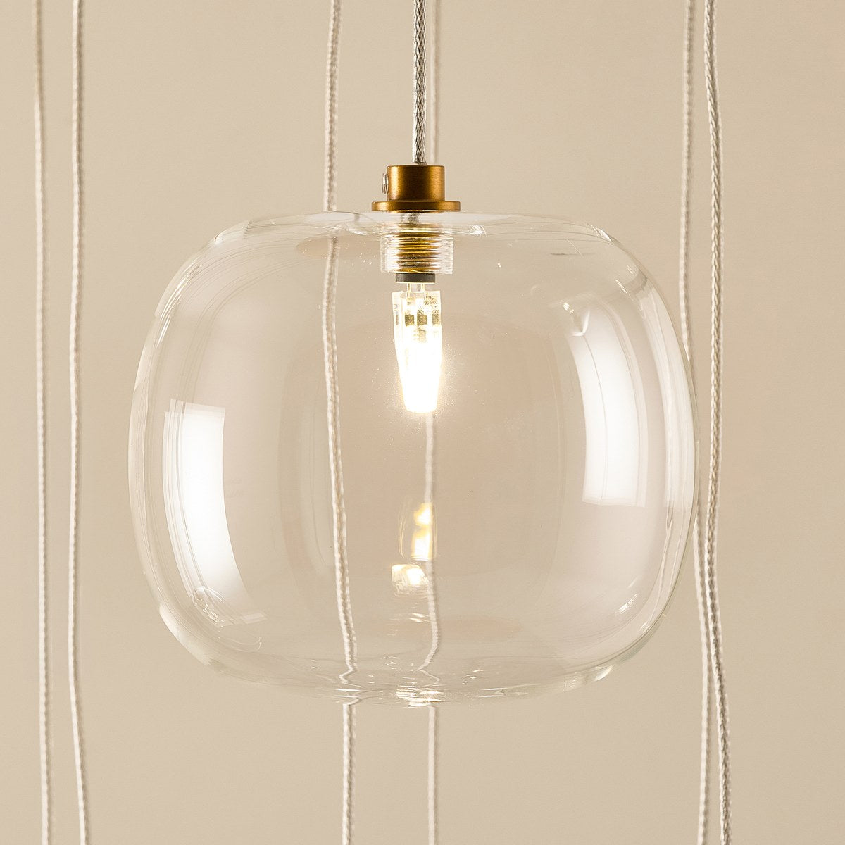 Endon Oslo 12 Light Cascade Pendant Light in Brushed Aged Brass with Clear Glass