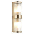 Endon Ridgeton IP44 2 Light Wall Light in Antique Brass with Clear Ribbed Glass