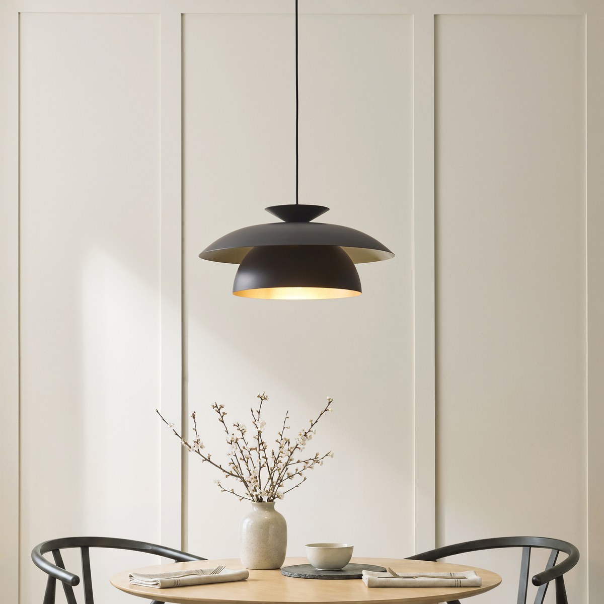 Endon Lyon Pendant Light in Matt Black