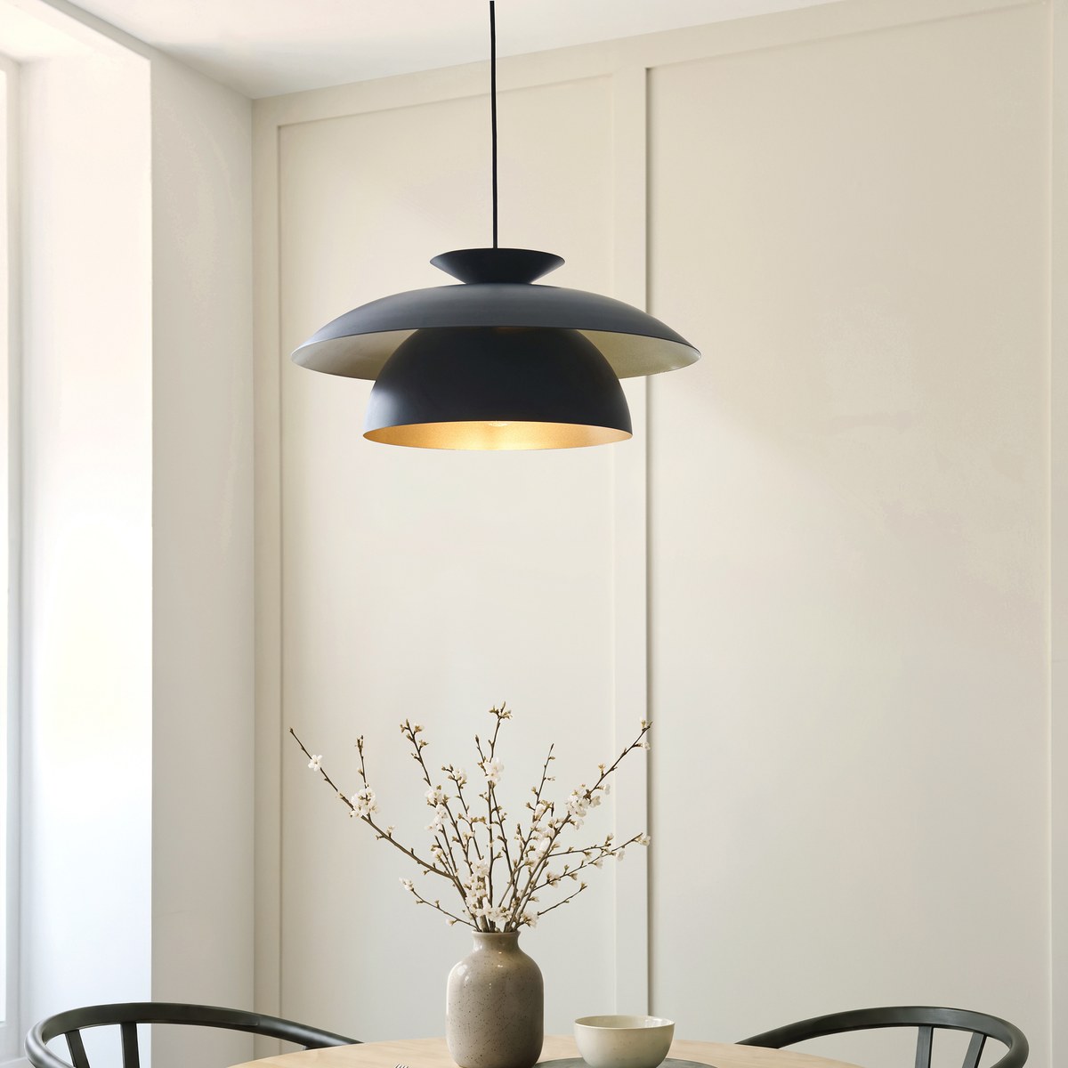 Endon Lyon Pendant Light in Matt Black
