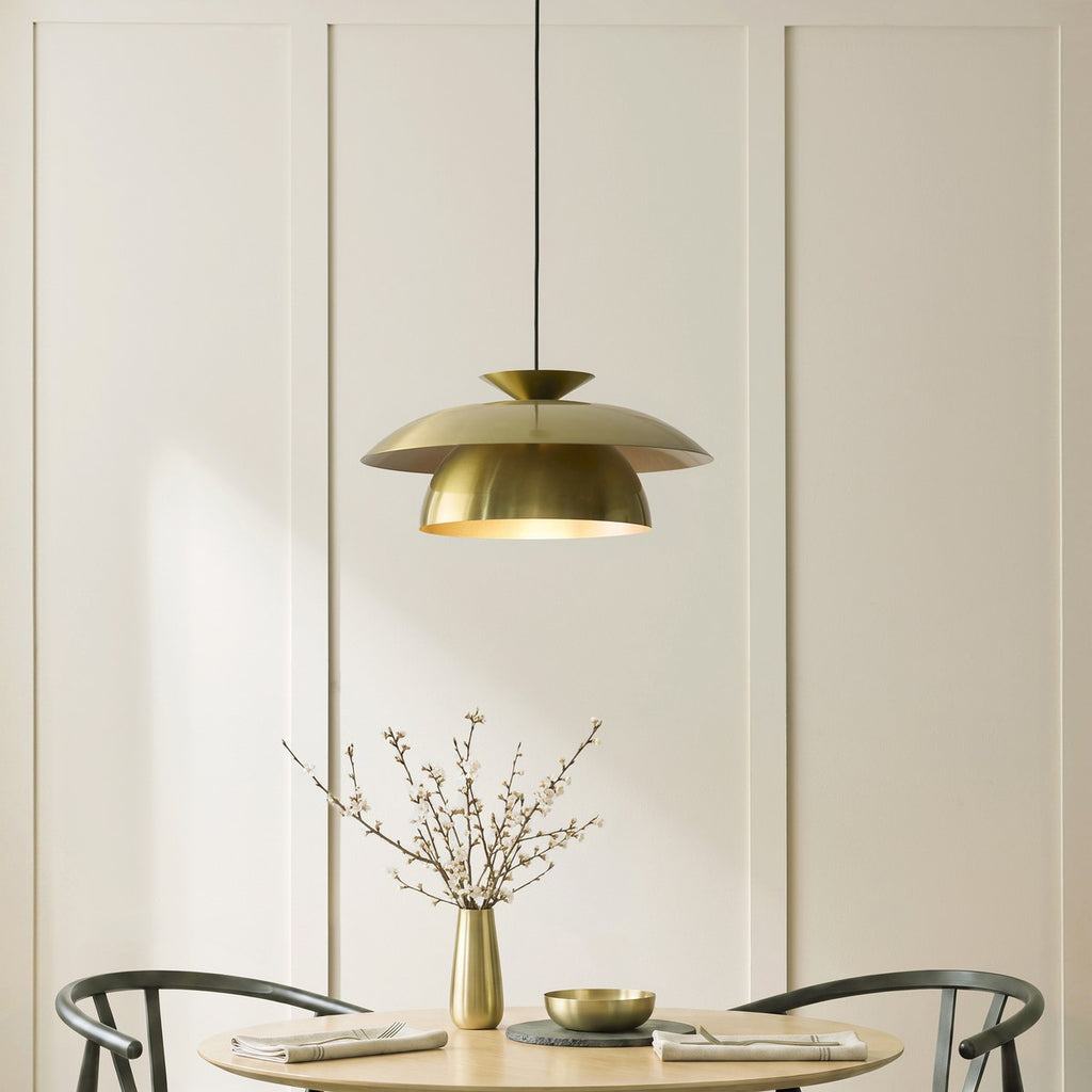 Endon Lyon Pendant Light in Satin Brass