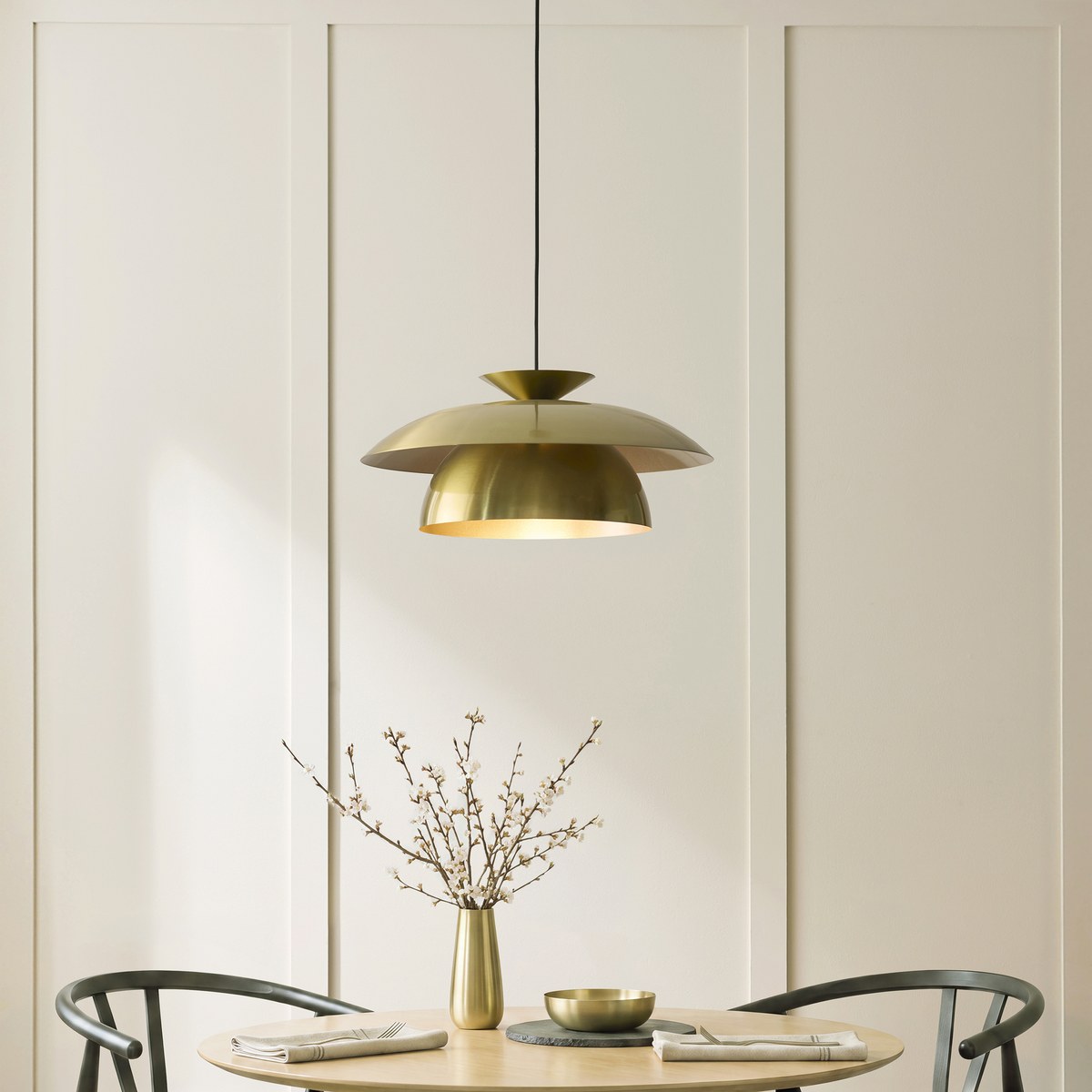 Endon Lyon Pendant Light in Satin Brass