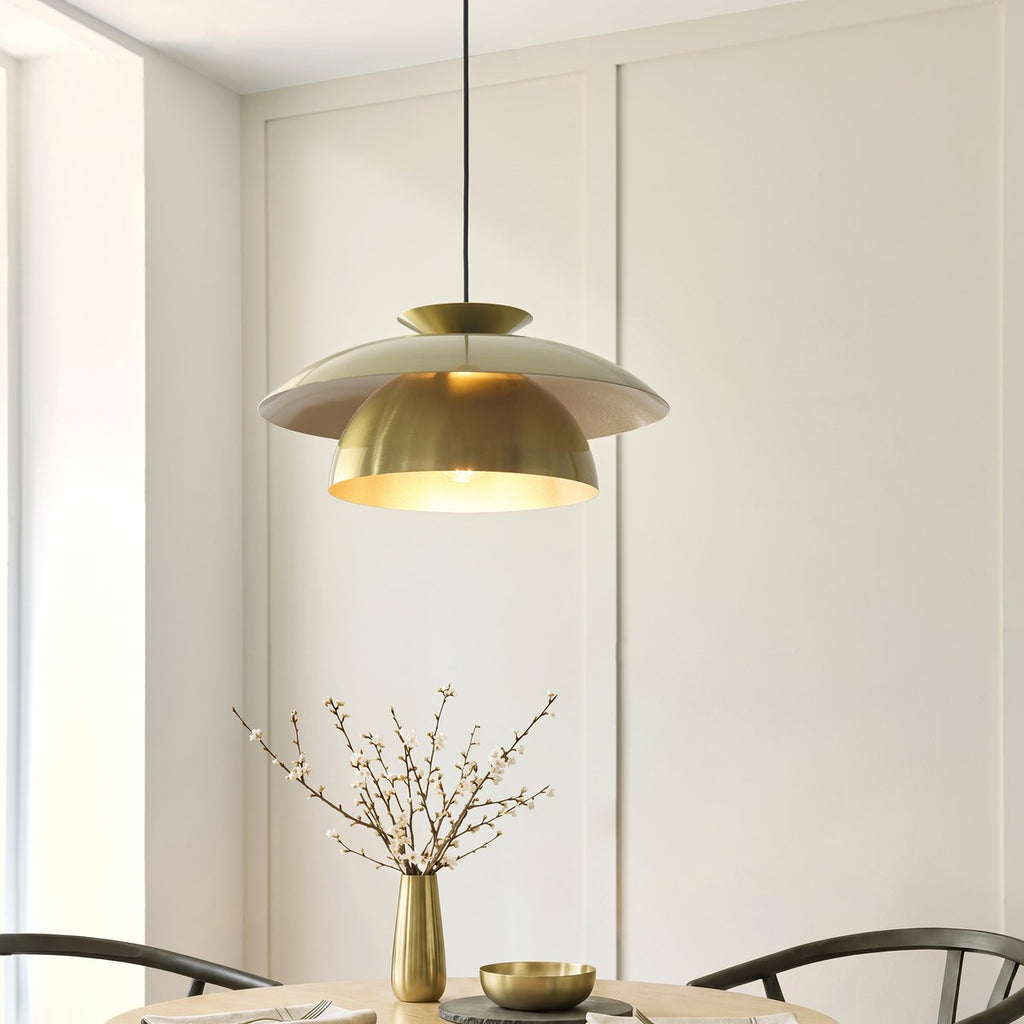 Endon Lyon Pendant Light in Satin Brass