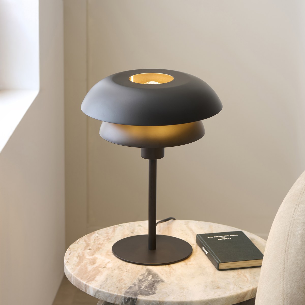 Endon Lyon Table Lamp in Matt Black