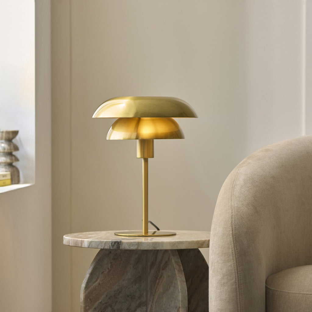 Endon Lyon Table Lamp in Satin Brass