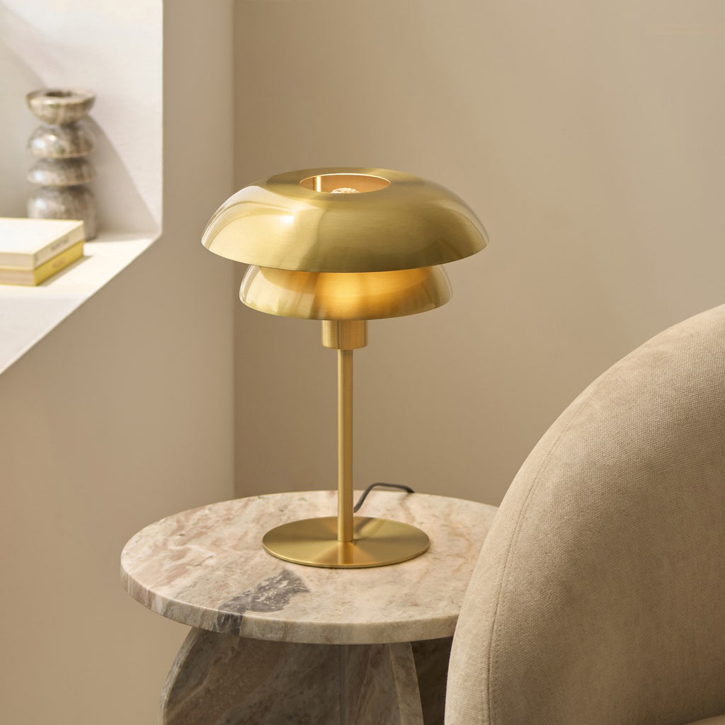 Endon Lyon Table Lamp in Satin Brass