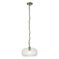 Endon Harborne Pendant Light in Antique Brass with Clear Ribbed Glass