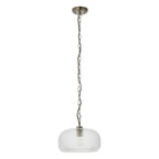 Endon Harborne Pendant Light in Antique Brass with Clear Ribbed Glass