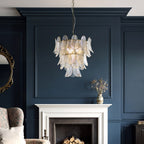 Endon Autumn 4 Light Pendant Light in Brushed Aged Brass with Clear Textured Glass