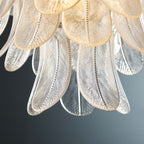 Endon Autumn 4 Light Pendant Light in Brushed Aged Brass with Clear Textured Glass
