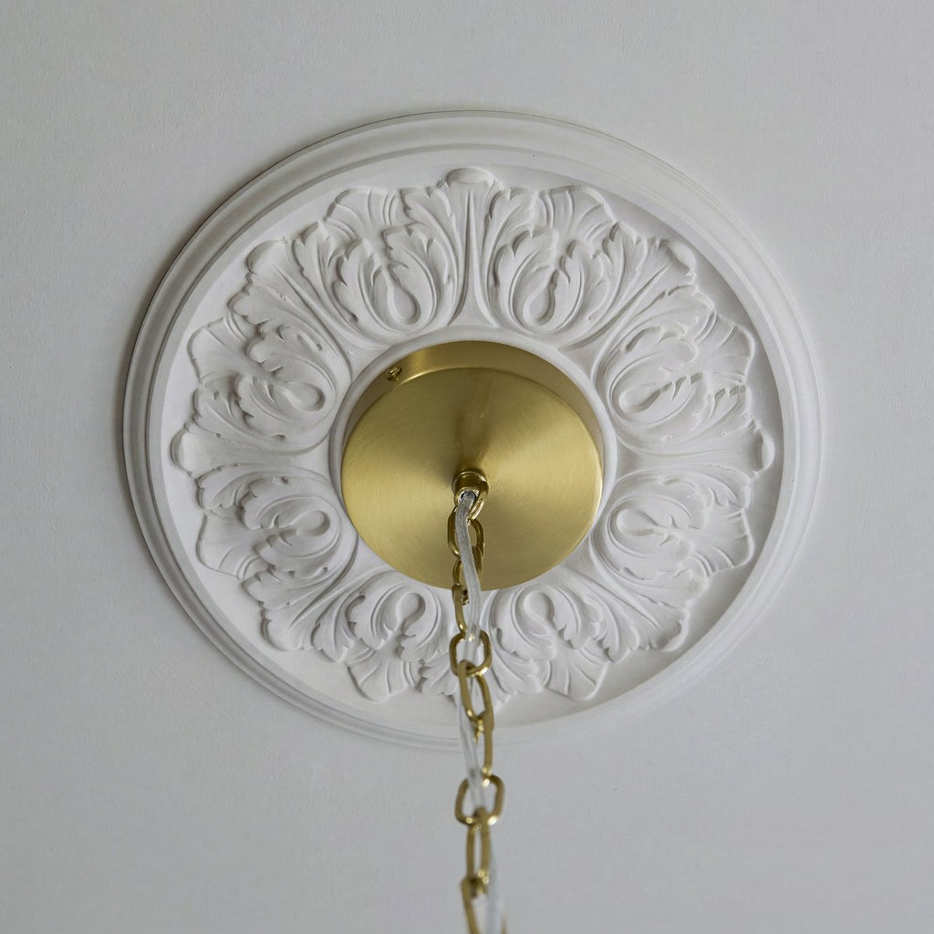 Endon Autumn 4 Light Pendant Light in Brushed Aged Brass with Clear Textured Glass