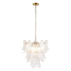 Endon Autumn 4 Light Pendant Light in Brushed Aged Brass with Clear Textured Glass