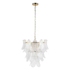 Endon Autumn 4 Light Pendant Light in Brushed Aged Brass with Clear Textured Glass