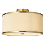 Endon Lexi Flush Ceiling Light in Brushed Aged Brass with Ivory Pleated Shade