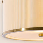 Endon Lexi Flush Ceiling Light in Brushed Aged Brass with Ivory Pleated Shade