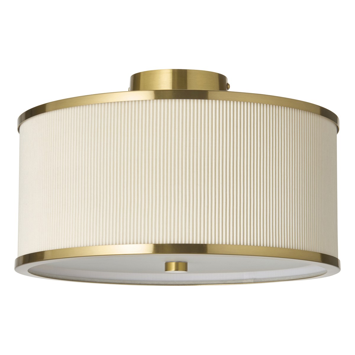 Endon Lexi Flush Ceiling Light in Brushed Aged Brass with Ivory Pleated Shade