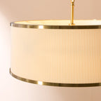 Endon Lexi 3 Light Pendant Light in Brushed Aged Brass with Ivory Pleated Shade