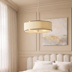 Endon Lexi 5 Light Pendant Light in Brushed Aged Brass with Ivory Pleated Shade