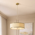 Endon Lexi 5 Light Pendant Light in Brushed Aged Brass with Ivory Pleated Shade