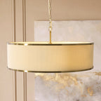 Endon Lexi 5 Light Pendant Light in Brushed Aged Brass with Ivory Pleated Shade